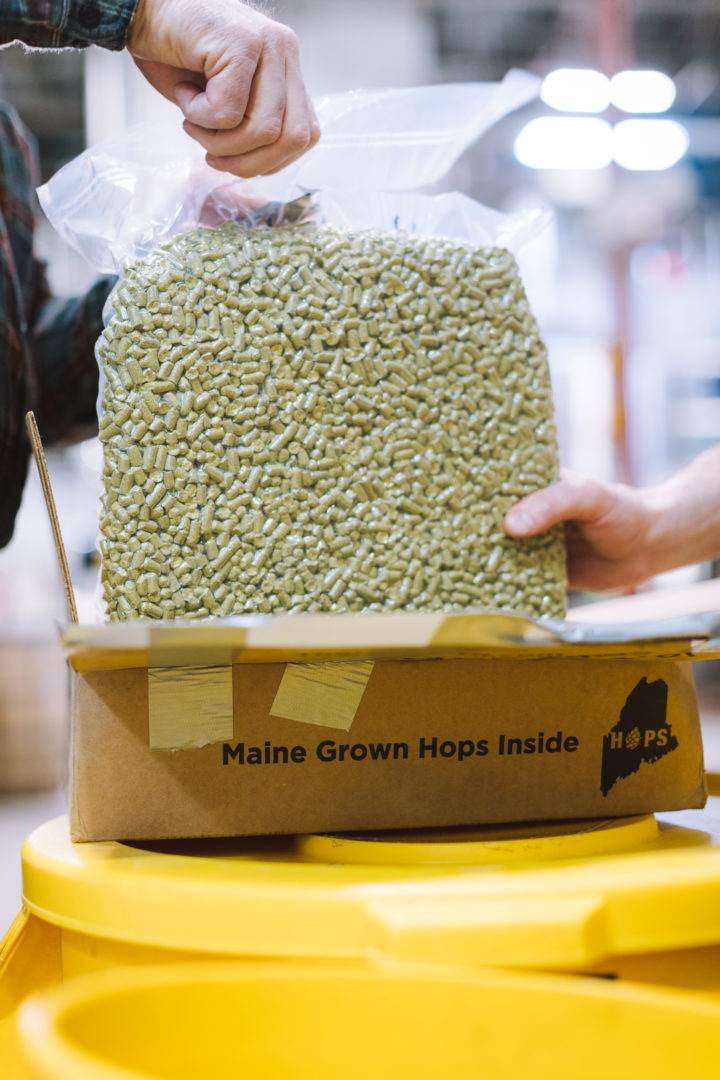 A bag of pelletized hops