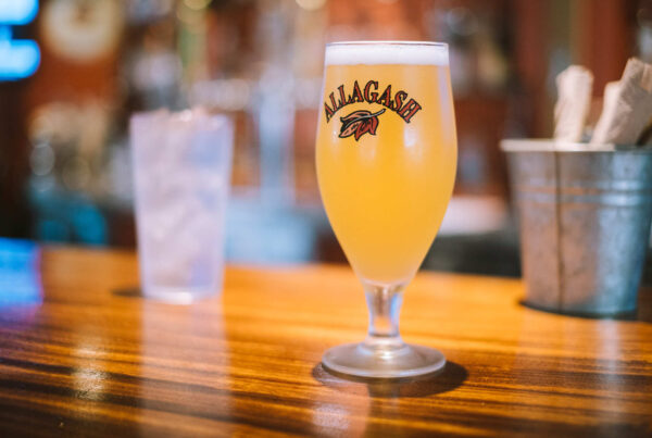 Allagash White in a chalice at the bar