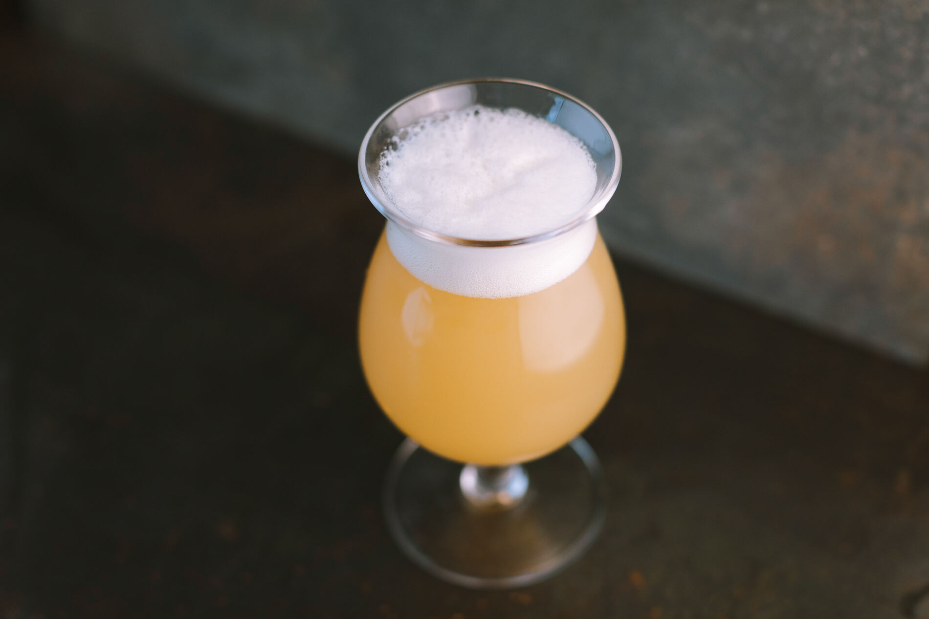 A hazy beer in a glass