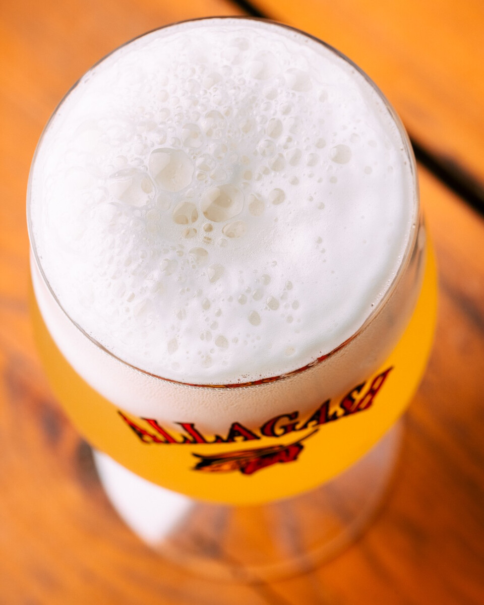 Looking down from the top of a chalice of Allagash White