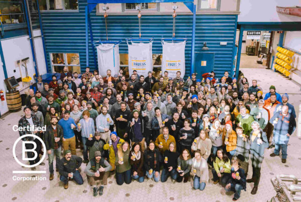 Allagash employees celebrating our B Corp certification in 2019