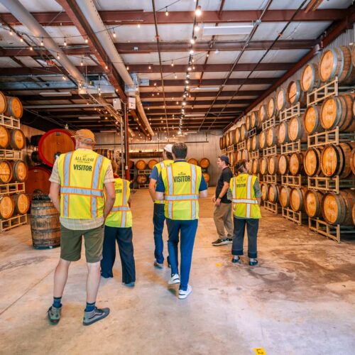 AllagashTourPic_5 Group of tour goers in the barrel room at Allagash Brewing Company