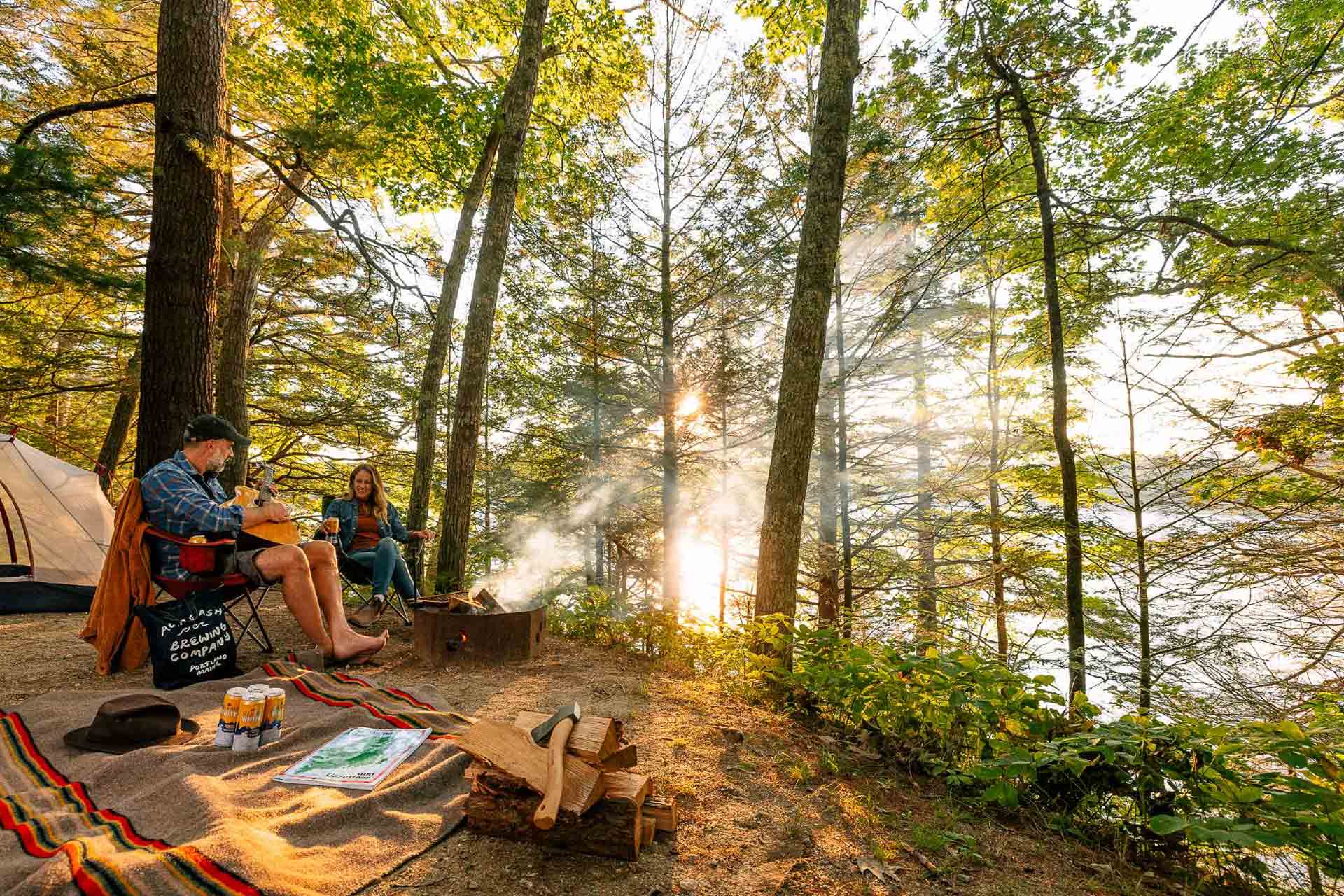 A beautiful image of camping by the waterside