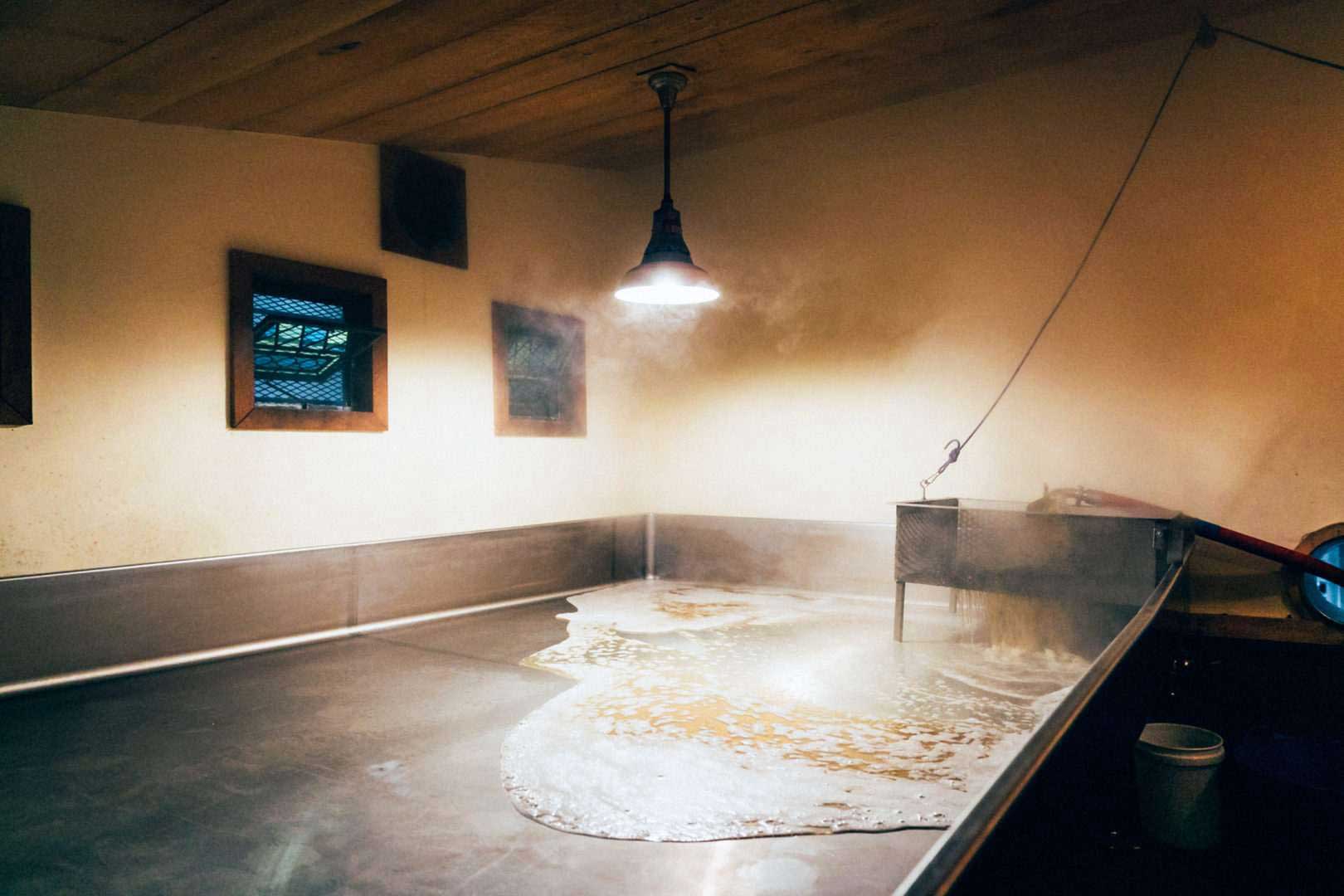 Spontaneously fermented beer is brewed at Allagash Brewing Company