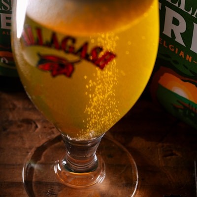 Nucleation, the fancy word for bubbles, happening in Allagash tripel
