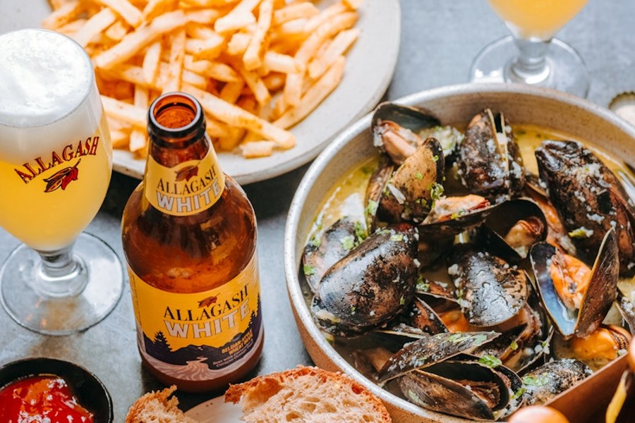 Moules Frite are a beautiful pairing with Allagash White