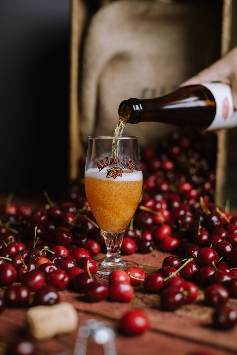 Allagash Nancy is a sour ale aged with fresh cherries.