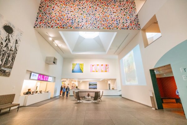A view inside the lobby of the Portland Museum of Art