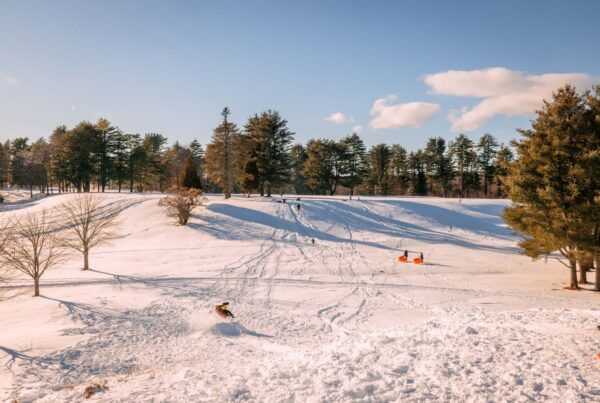 Sledding at Riverside Golf Course in Portland, Maine - just down the road from Allagash Brewing Company