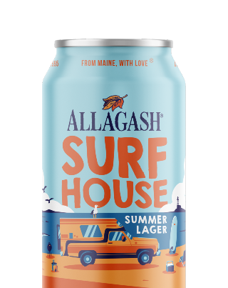 Allagash Surf house is a refreshing and laid back summer lager brewed with Maine-grown corn and Ella hops