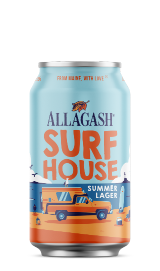 Allagash Surf house is a refreshing and laid back summer lager brewed with Maine-grown corn and Ella hops