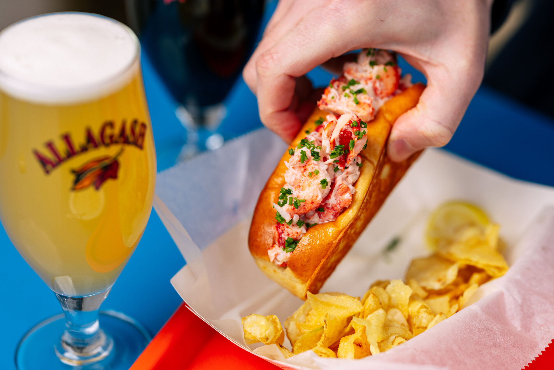 Lobster rolls available in the Allagash tasting room from Bite Into Maine