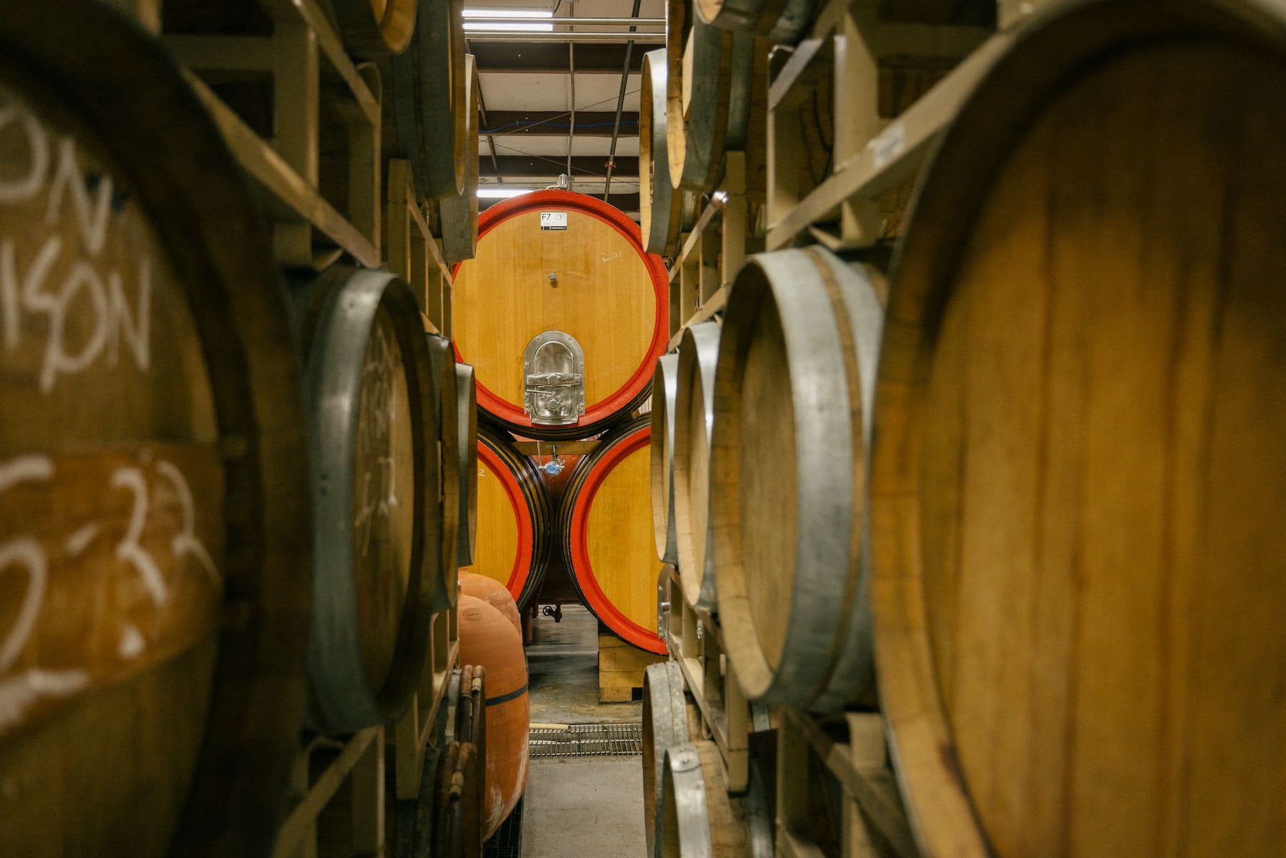 A look at barrels in the cellars at Allagash
