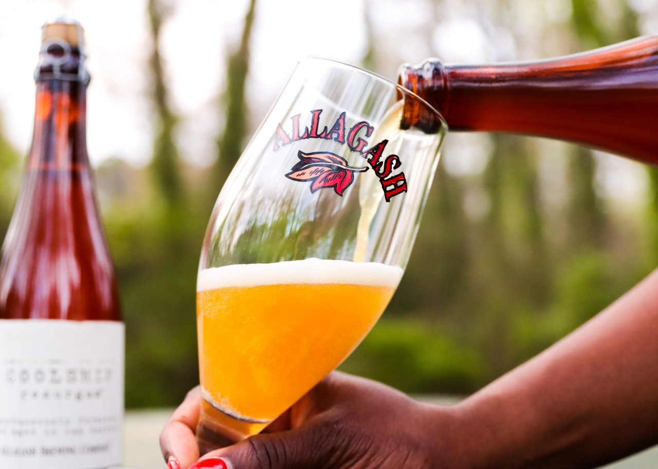 Allagash Coolship Resurgam being poured into a chalice