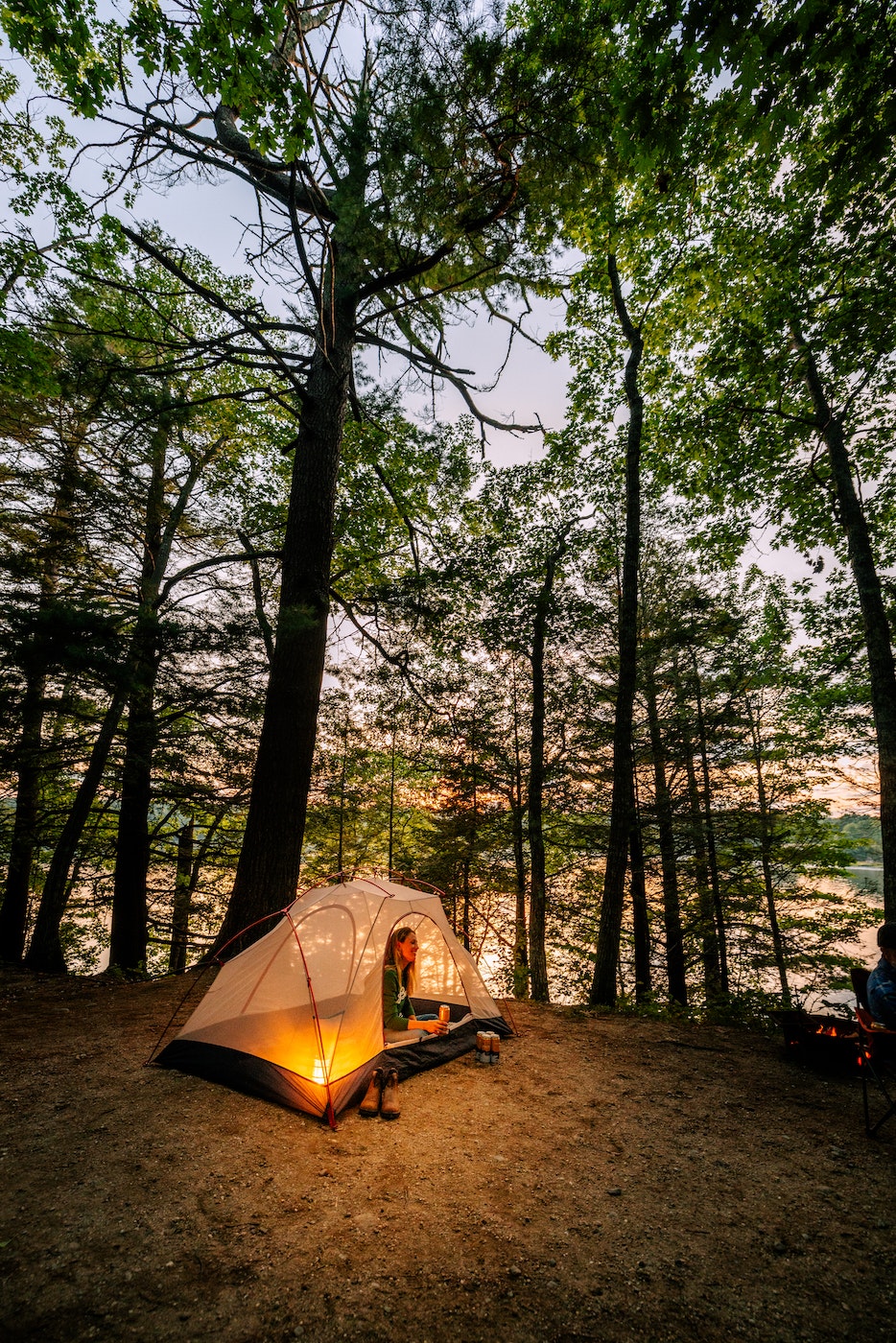 A tent at Wolfe's Neck campground in Maine