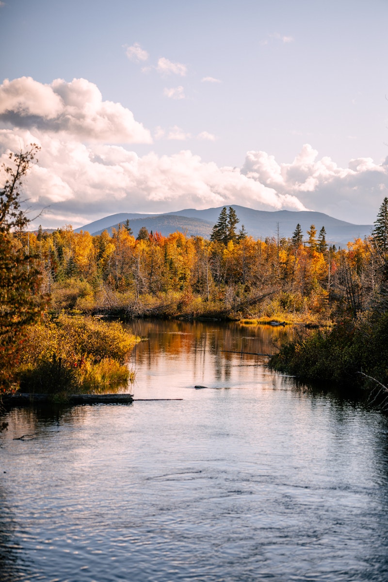 Up near the 100 Mile wilderness with the AMC lodges, you get quite a bit of fine leaf peeping.