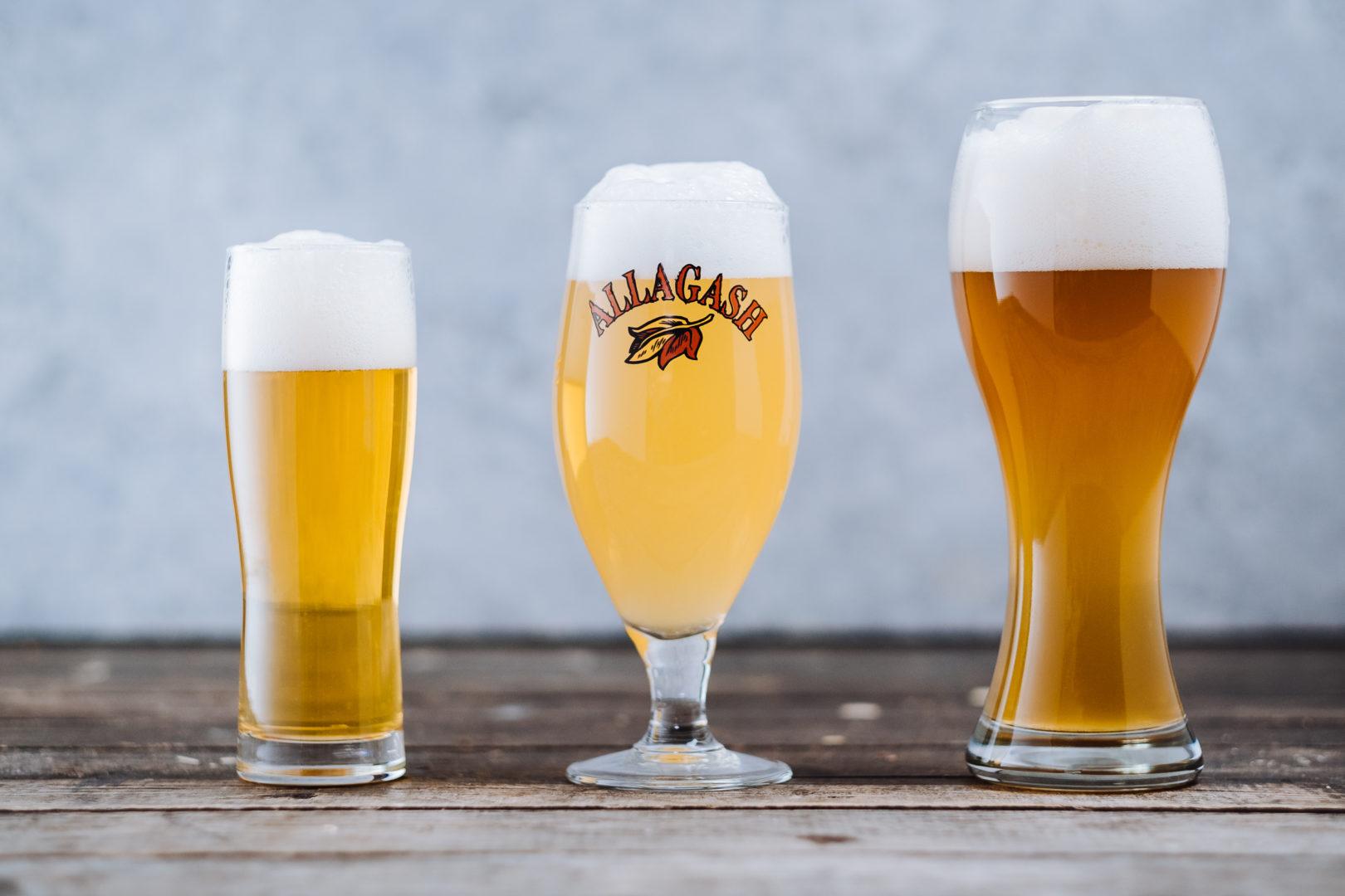 three glasses of wheat beer